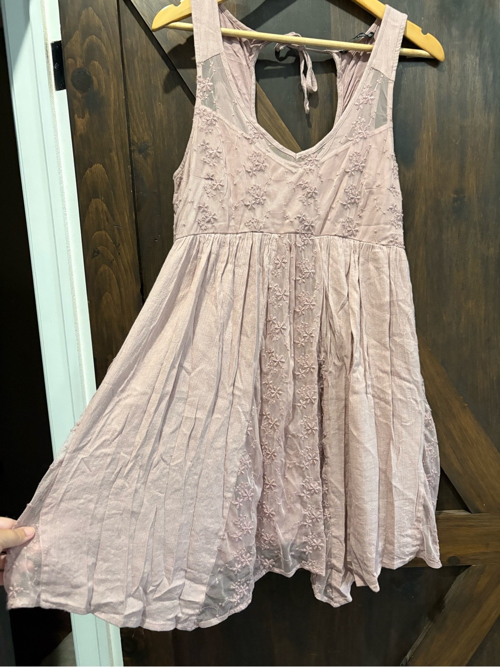 Abercrombie & Fitch Blush Embroidered Sleeveless Mini Dress